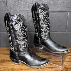 Vintage Laredo Cowboy Boots Black Leather Made in USA Men’s Size 8.5 Western